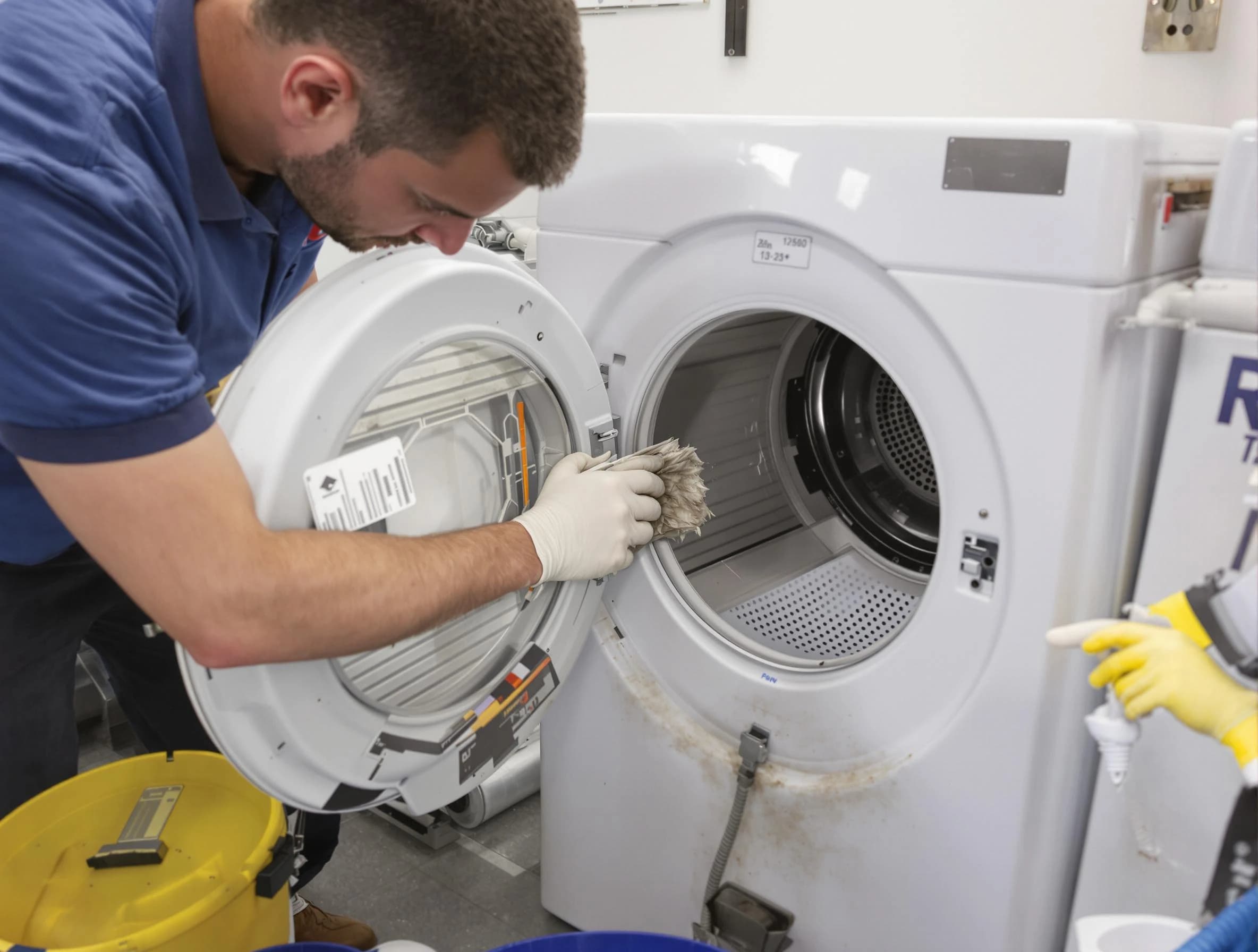 Harrisville Dryer Vent Cleaning specialist performing detailed lint trap cleaning service in Harrisville