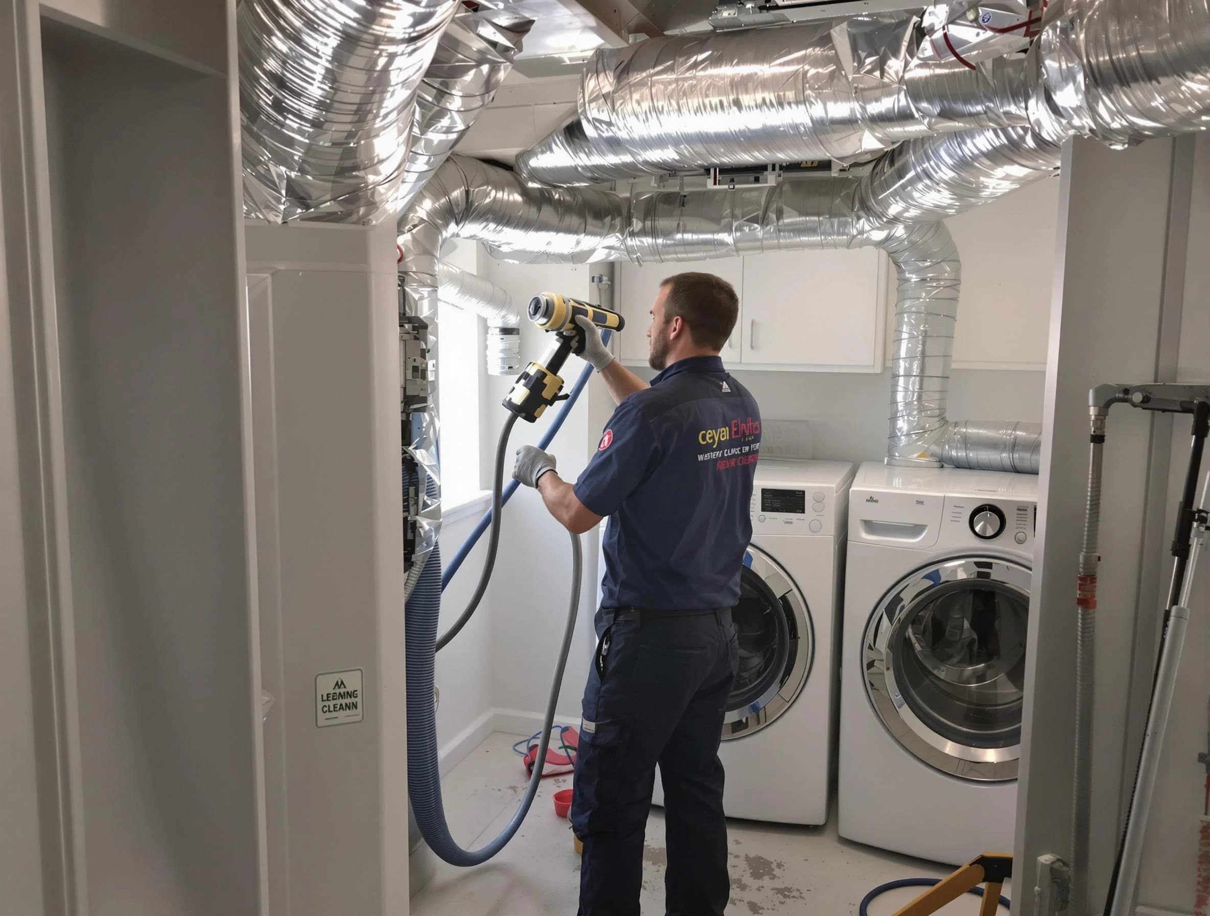 Harrisville Dryer Vent Cleaning specialist using advanced equipment for thorough duct cleaning in Harrisville