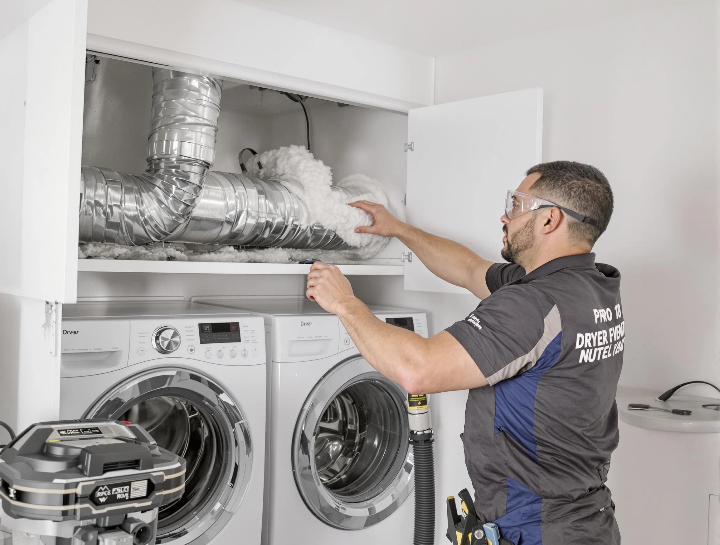 Harrisville Dryer Vent Cleaning certified technician performing specialized gas dryer vent cleaning in Harrisville