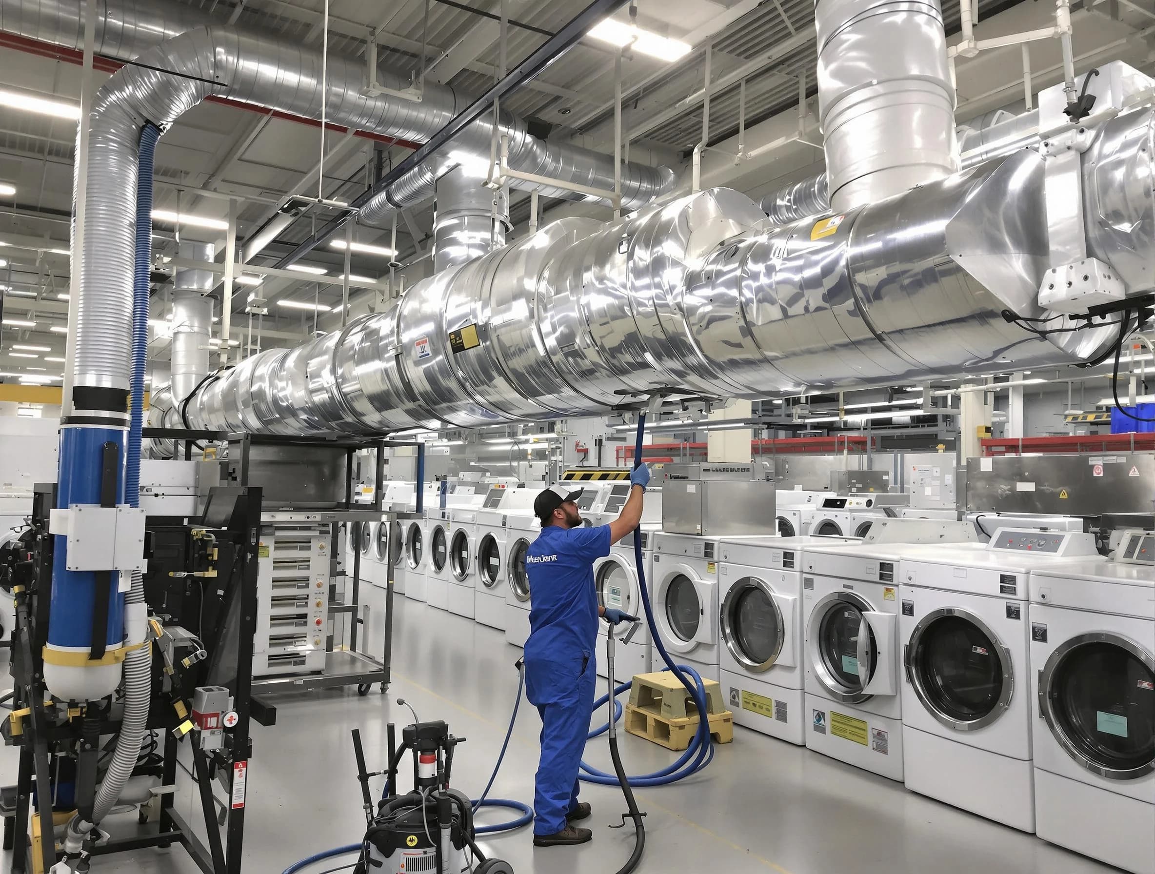 Harrisville Dryer Vent Cleaning team performing heavy-duty industrial dryer vent cleaning in Harrisville