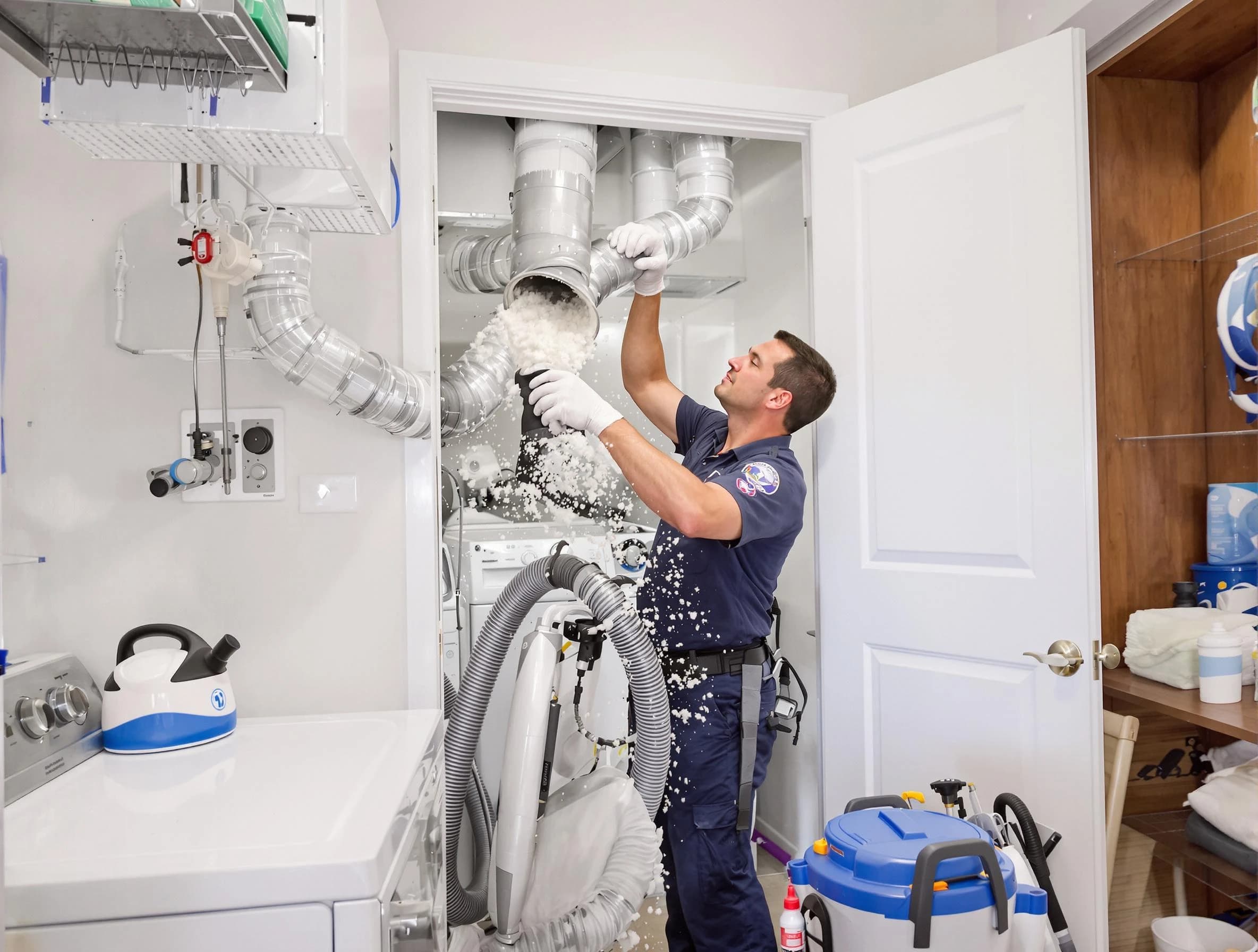 Harrisville Dryer Vent Cleaning technician delivering thorough residential dryer vent cleaning service in Harrisville